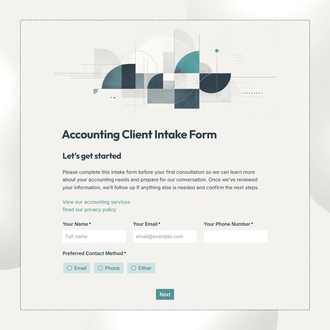 Accounting Client Intake Form Template