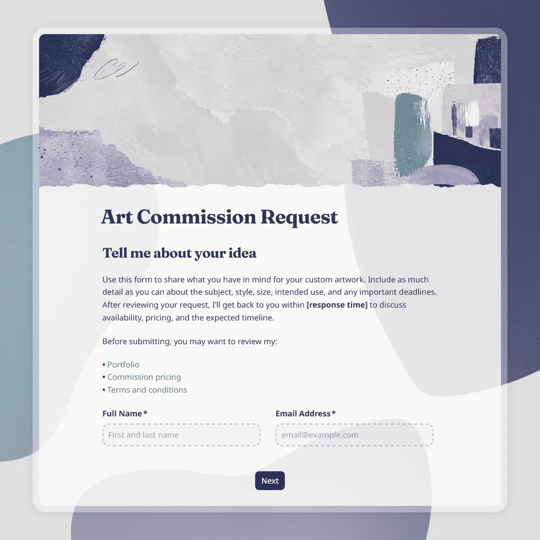 Art Commission Form Template
