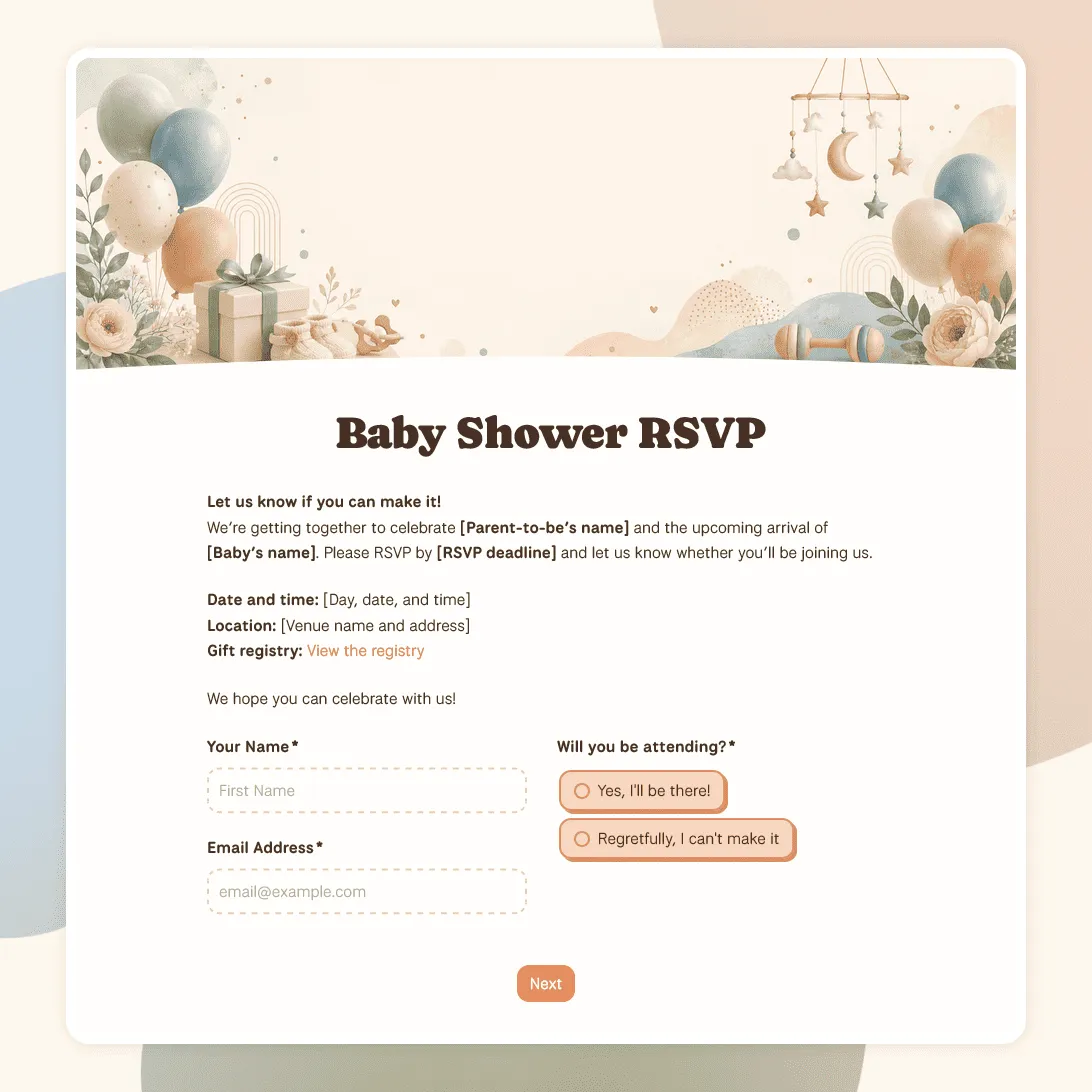 Baby Shower RSVP Template