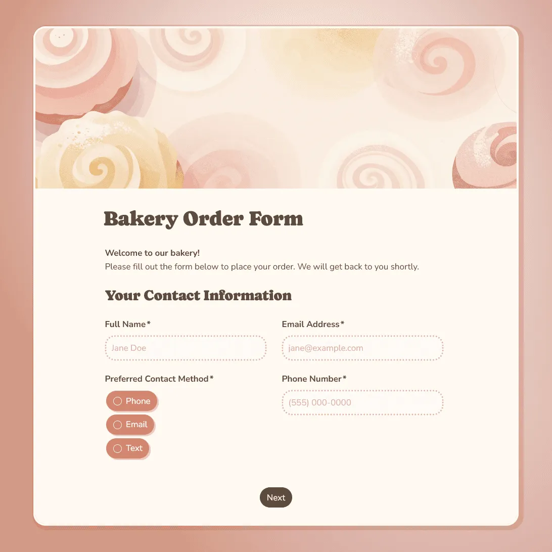 Bakery Order Form Template