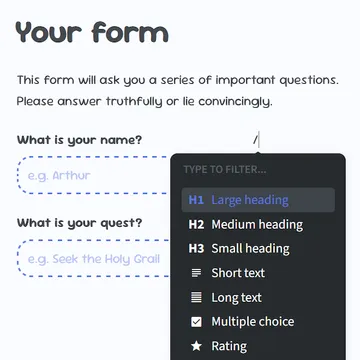Screenshot of a survey editor
