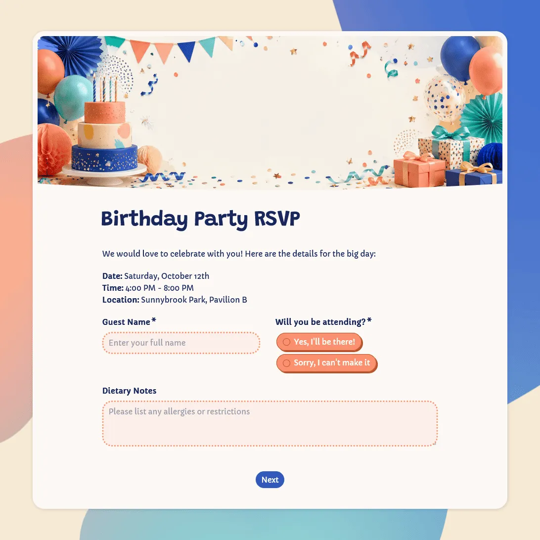 Birthday Party RSVP Template