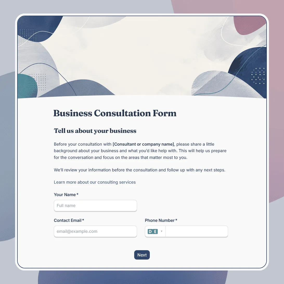 Business Consultation Form Template