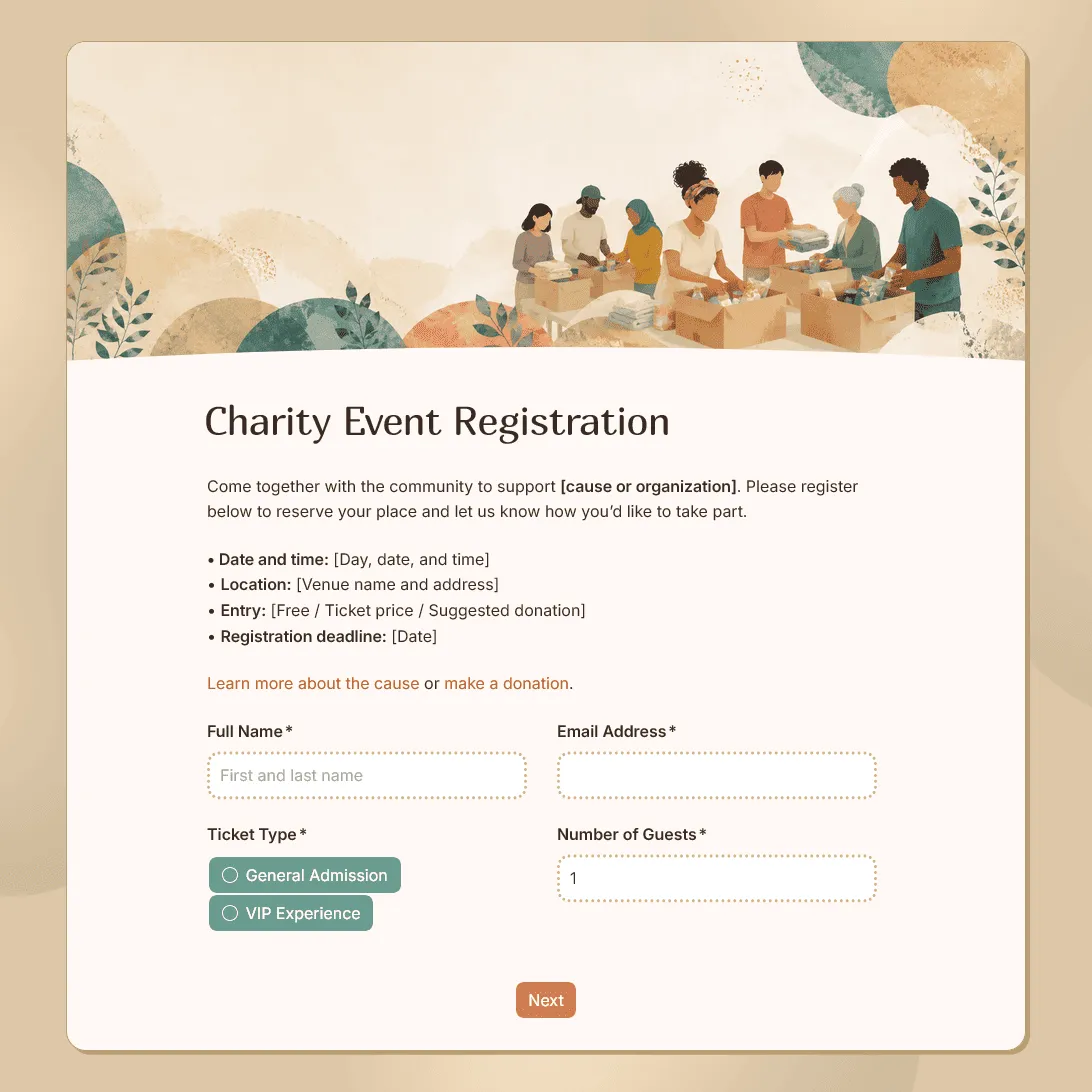 Charity Event Registration Form Template