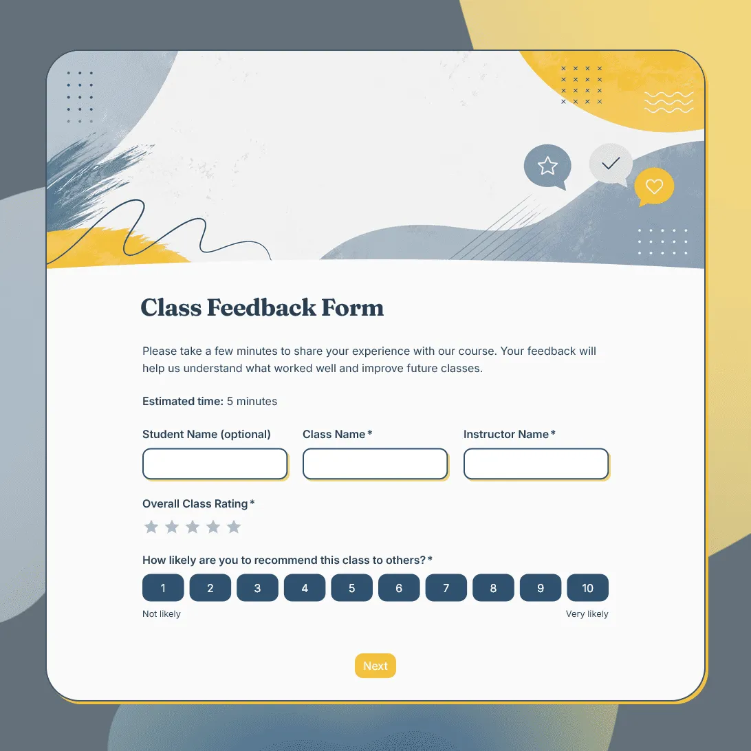 Class Feedback Form Template