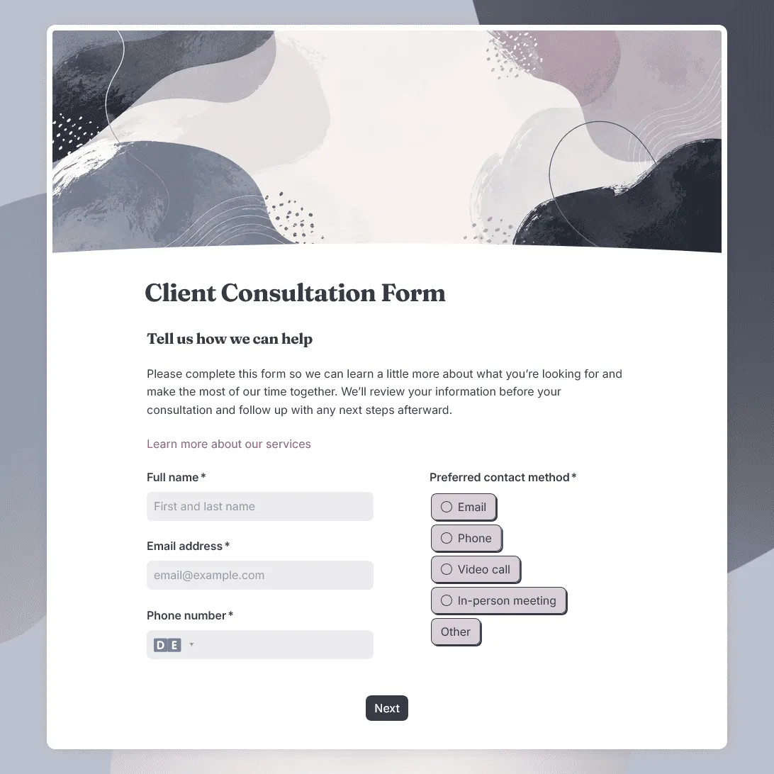 Client Consultation Form Template