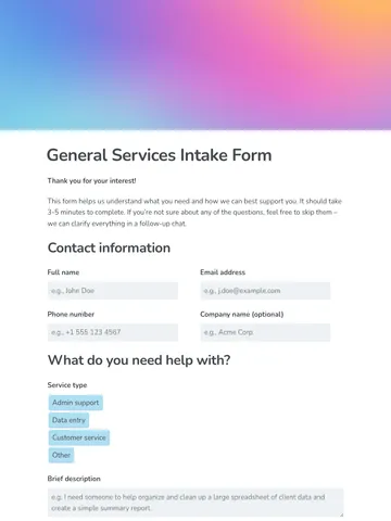 Client intake form template 1