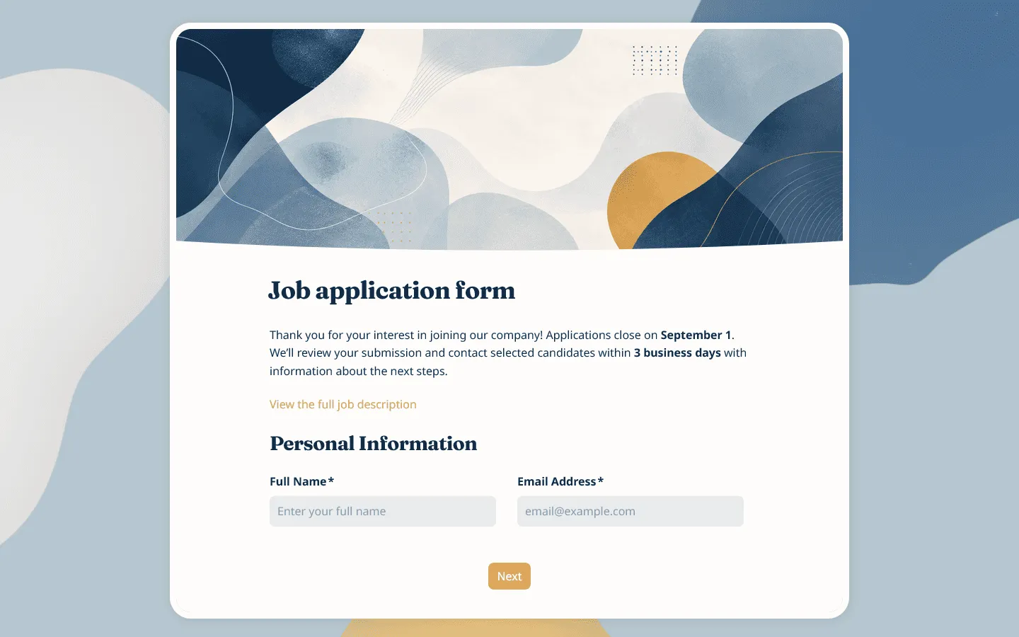 Application form example