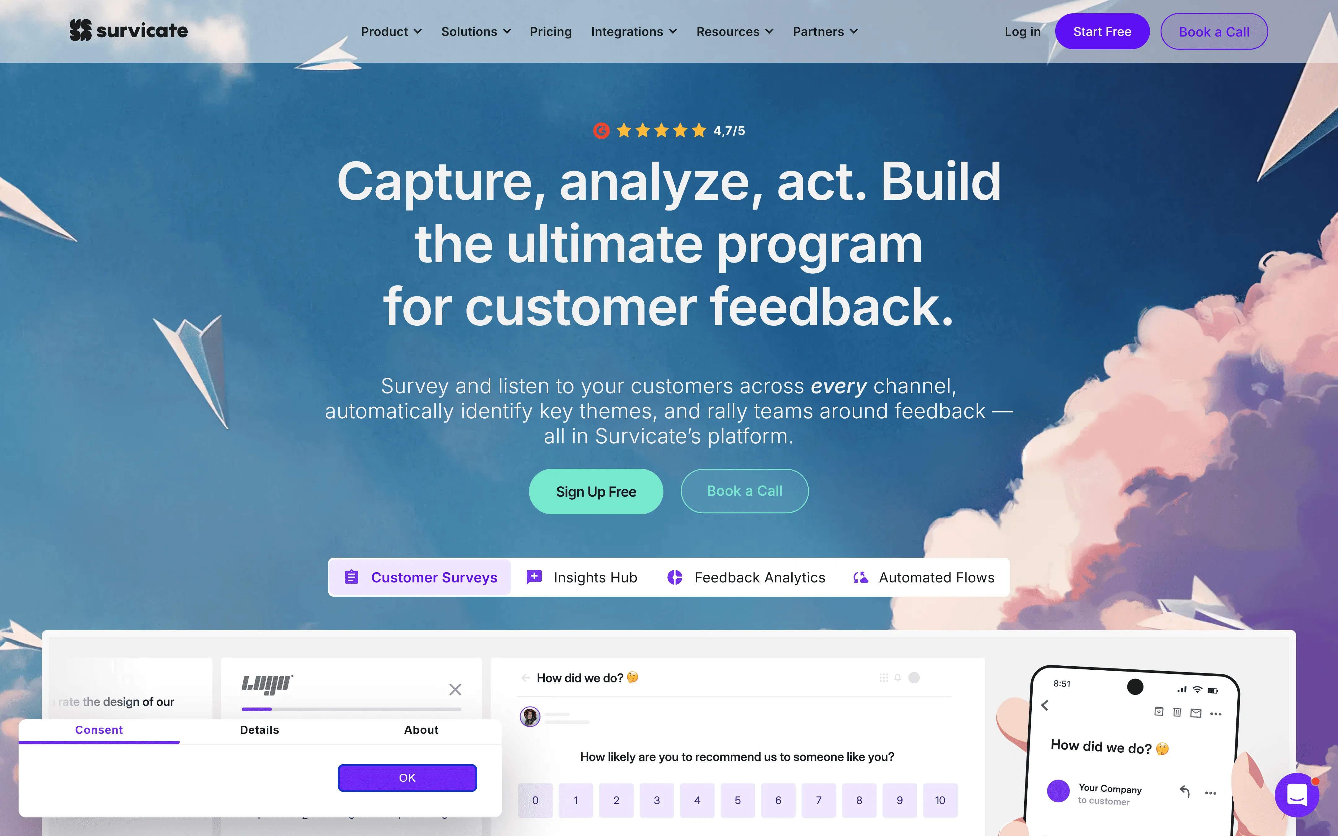 Customer feedback survey tool Survicate