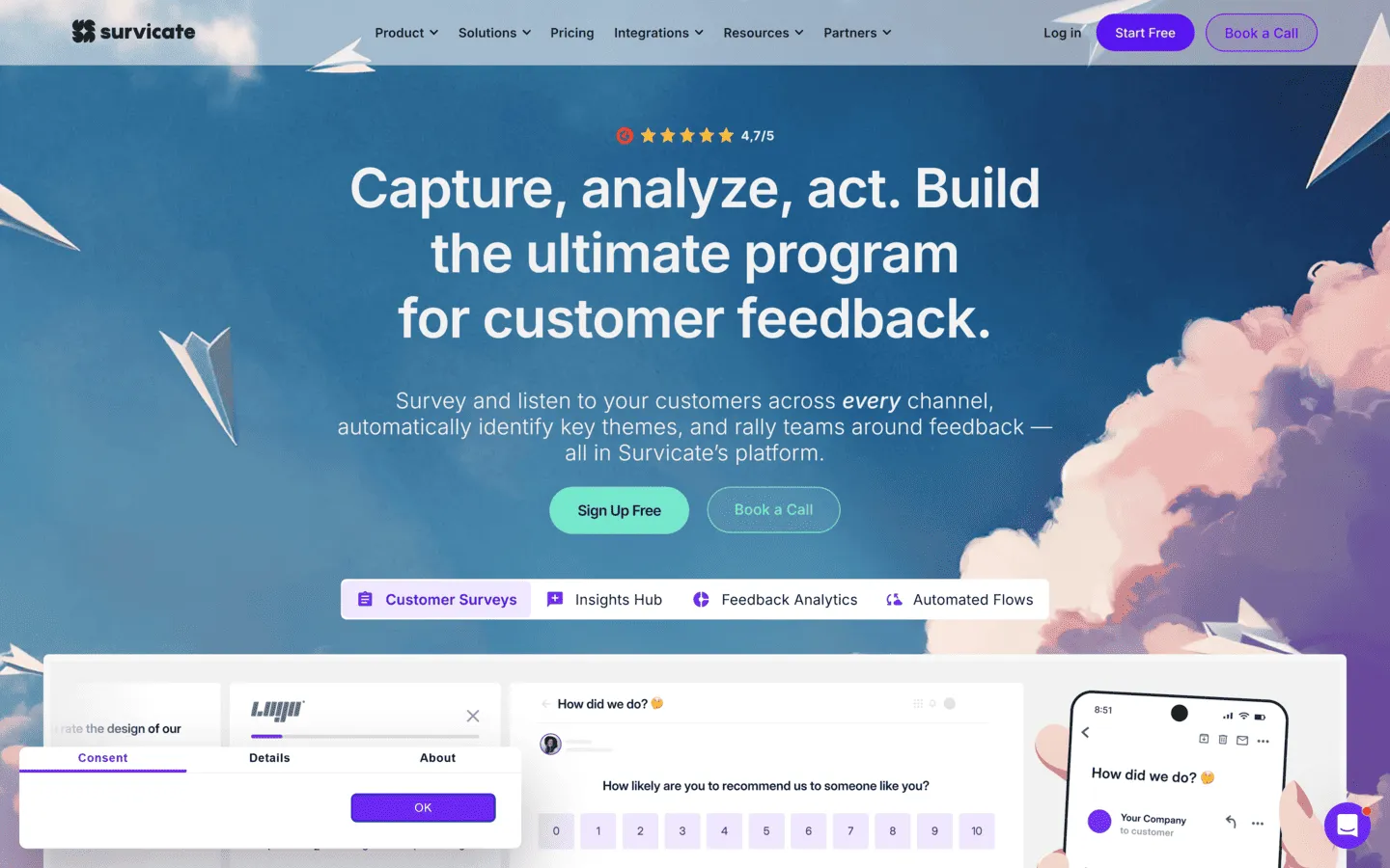 Customer feedback survey tool Survicate