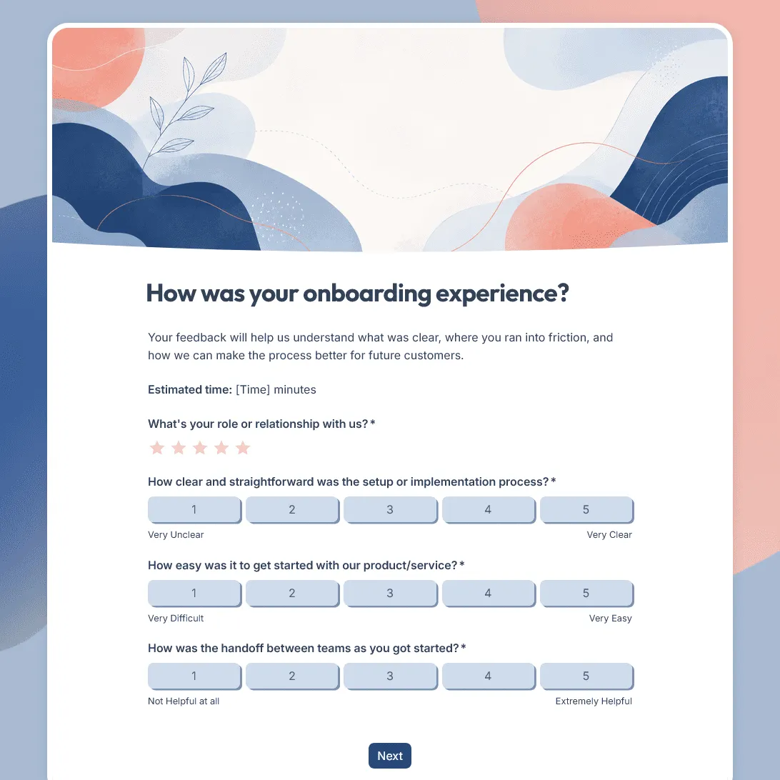 Customer Onboarding Feedback Survey Template