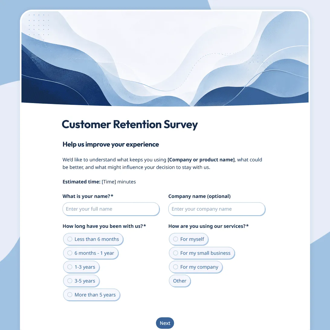 Customer Retention Survey Template