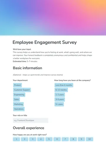 Employee engagement survey template 1