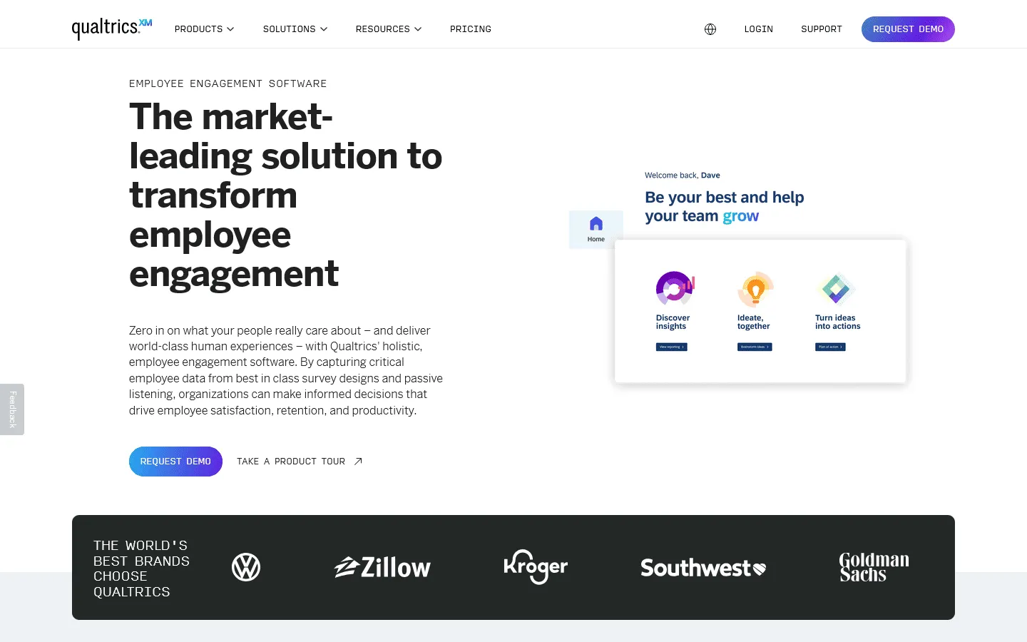 Employee engagement survey tool Qualtrics