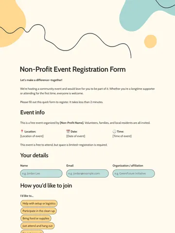 Event registration form template 3