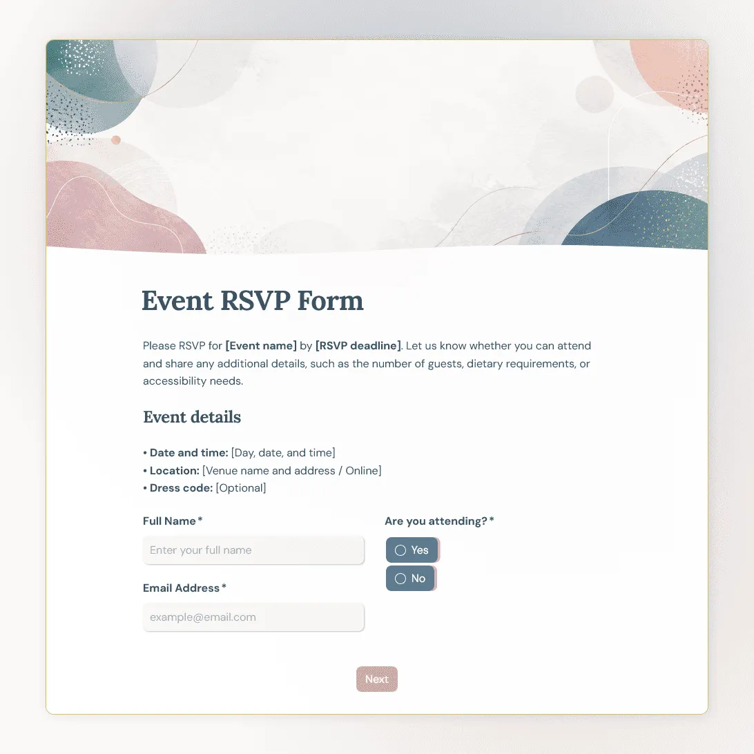 Event RSVP Form Template