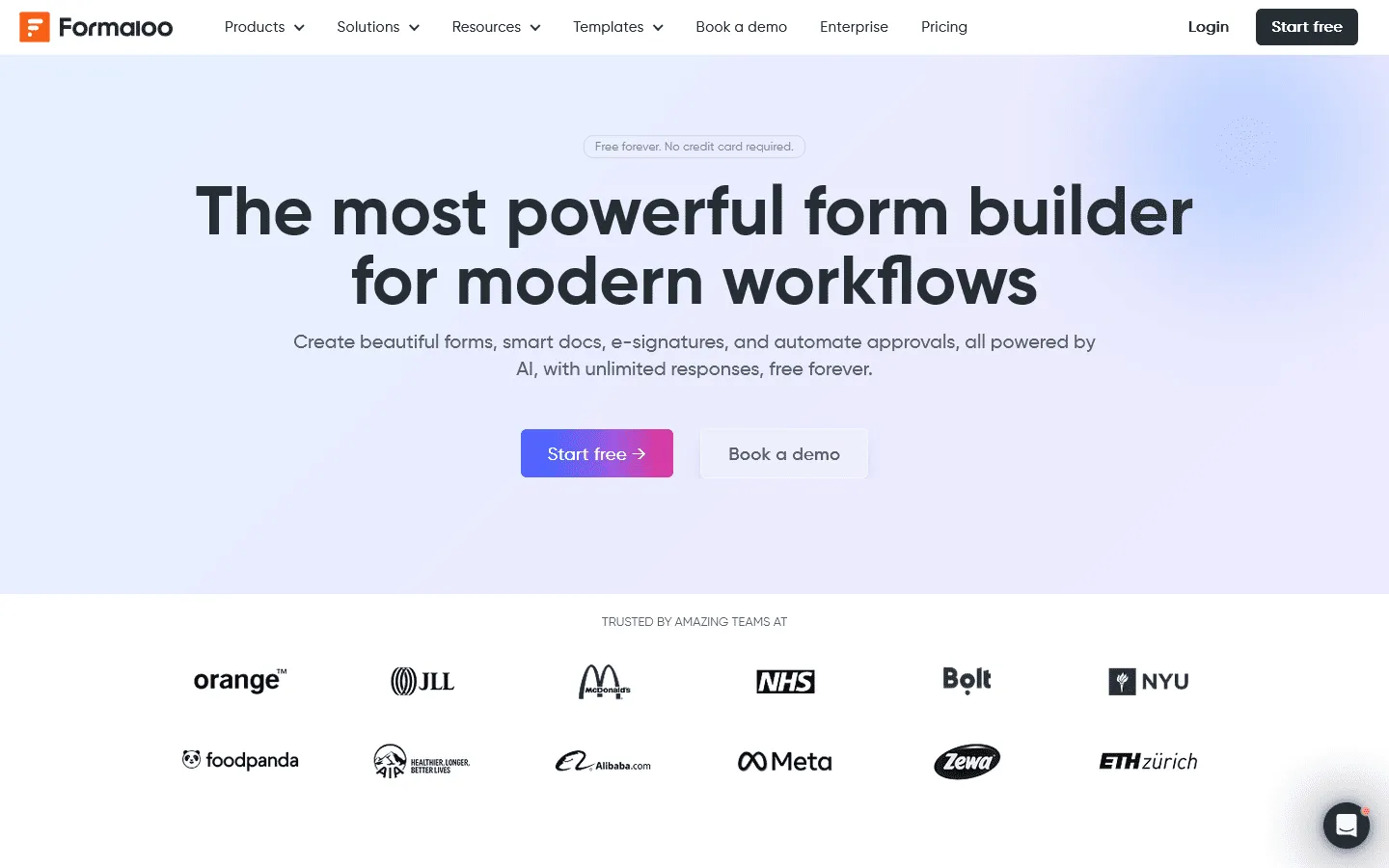 Free form builder with unlimited submissions Formaloo