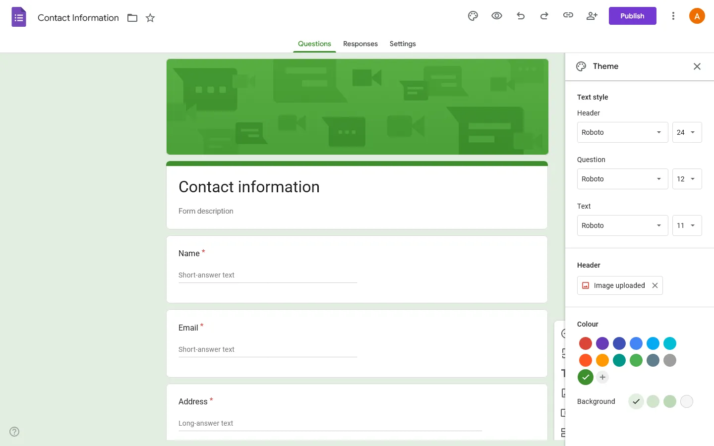 Google Forms design