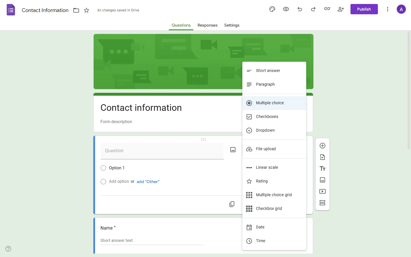 Google Forms editor compared to Tally editor