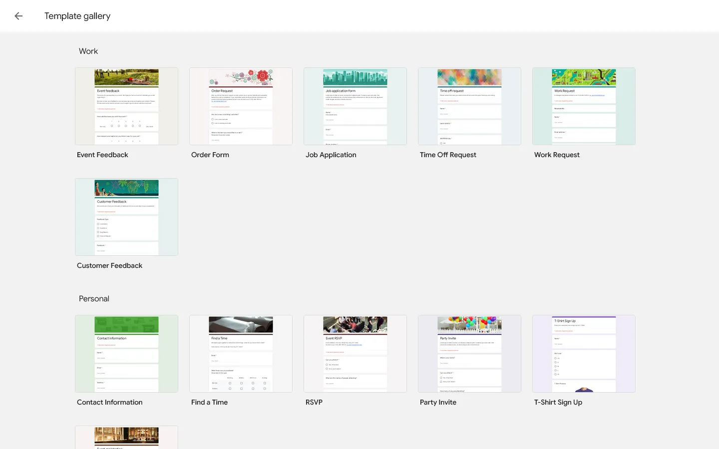 Google Forms templates