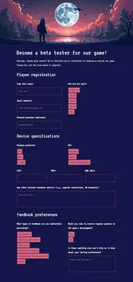 Beta signup form example