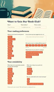 Book club signup form example