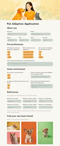 Pet adoption form example