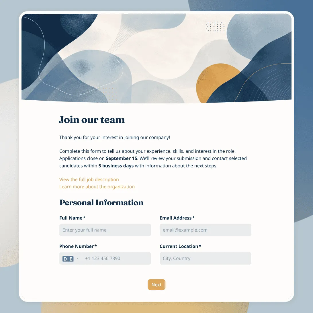 Job Application Form Template