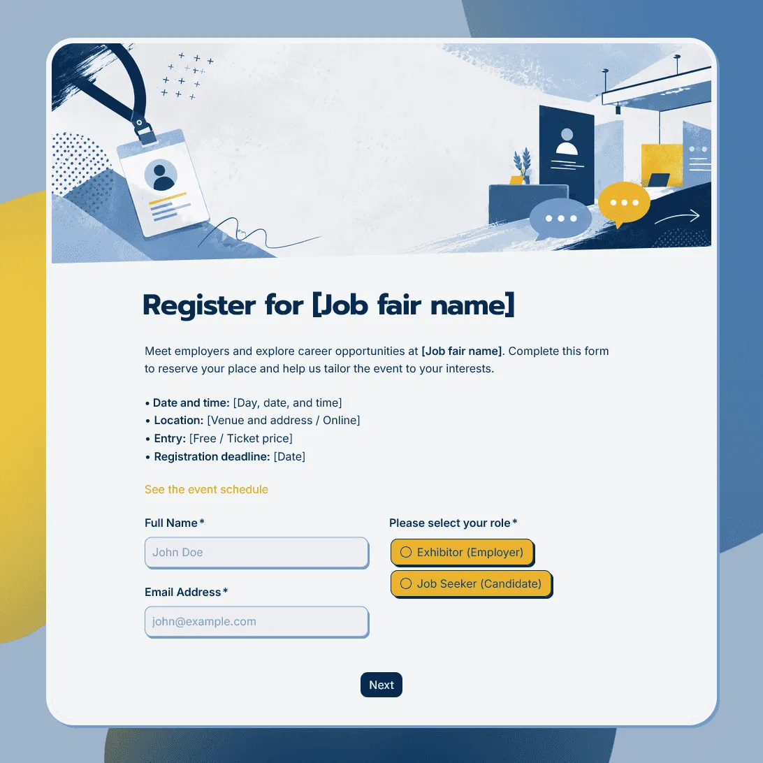 Job Fair Registration Form Template