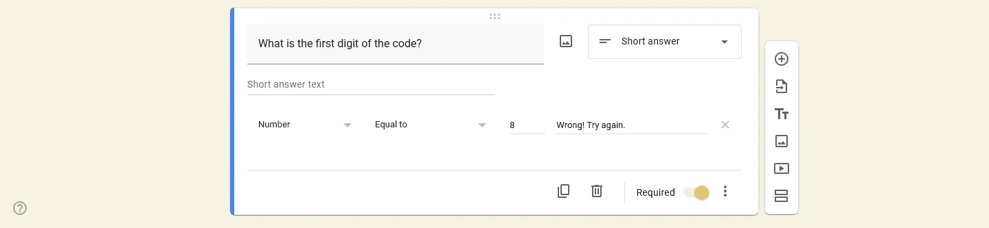 Make an escape room on Google Forms - Add response validation