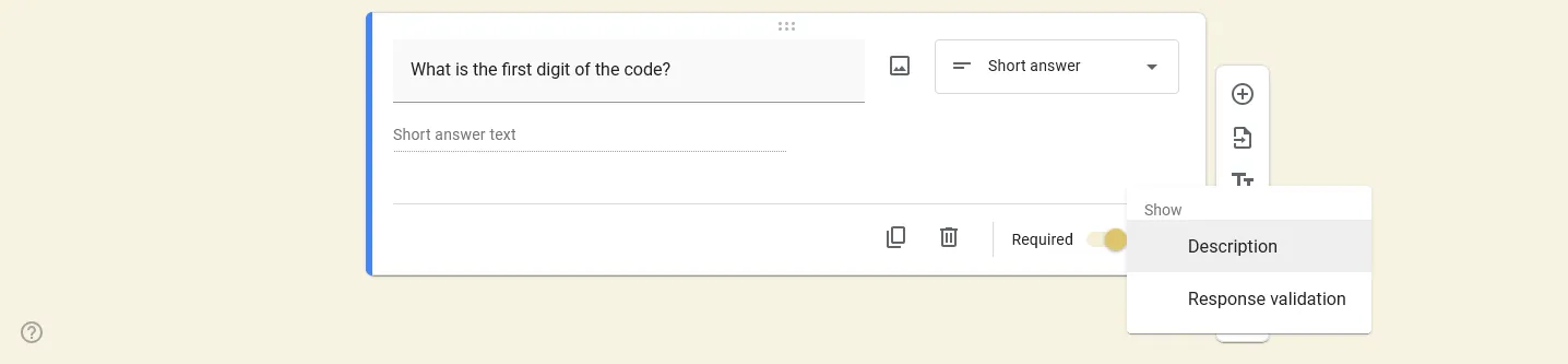 Make an escape room on Google Forms - Add response validation