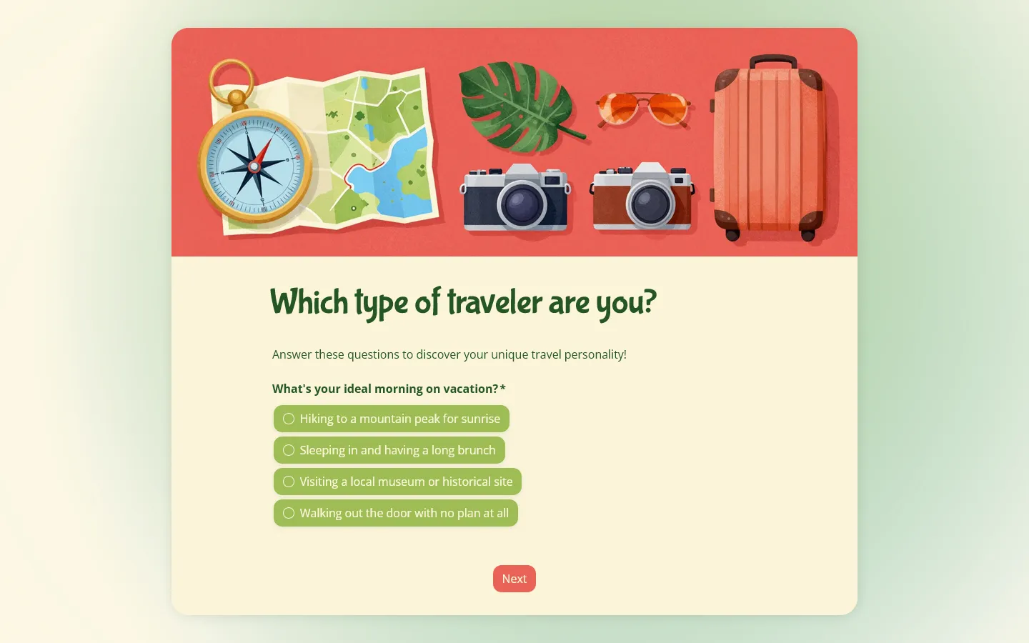 Make personality quiz on Google Forms - FormGrid example