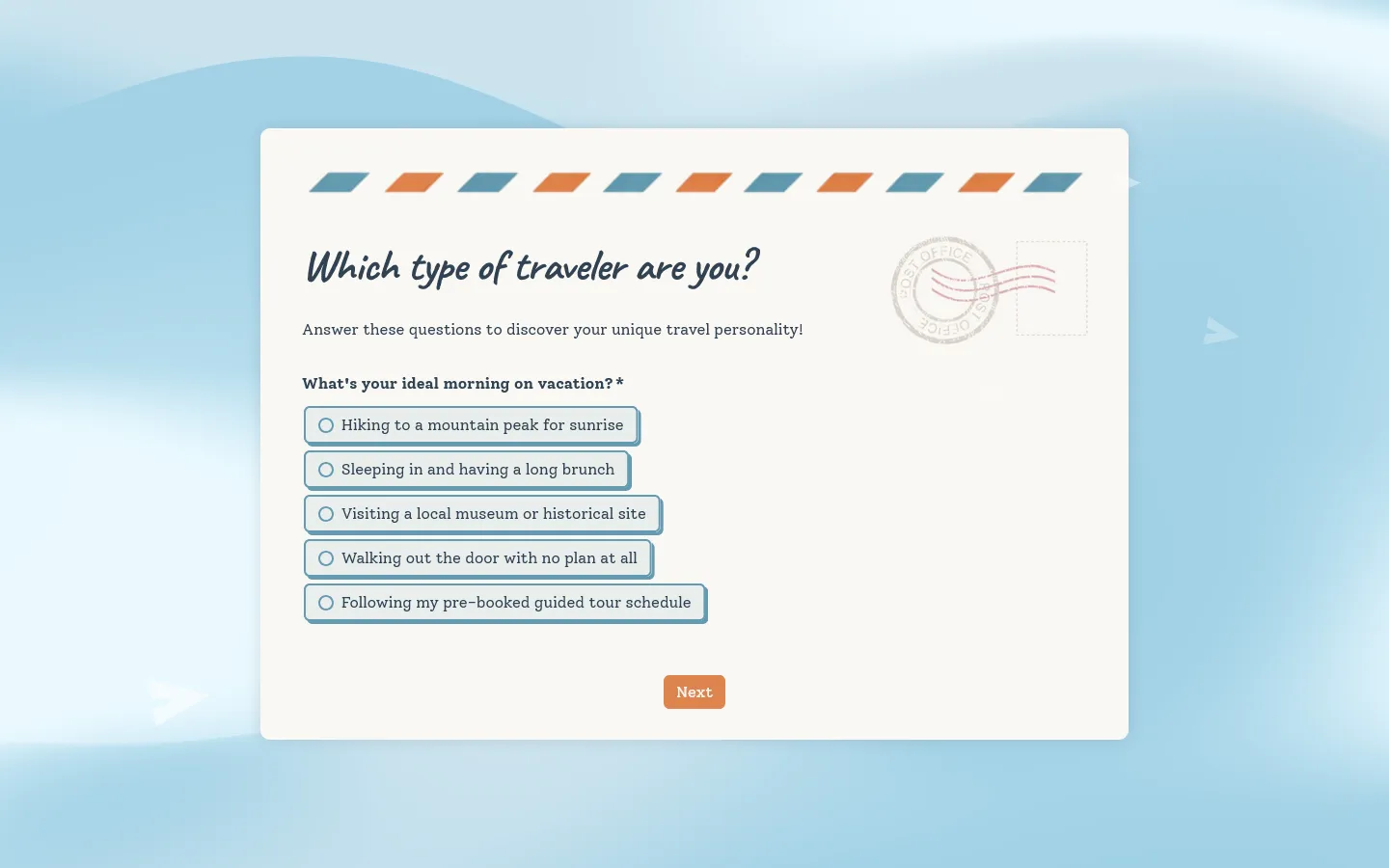 Make personality quiz on Google Forms - FormGrid example
