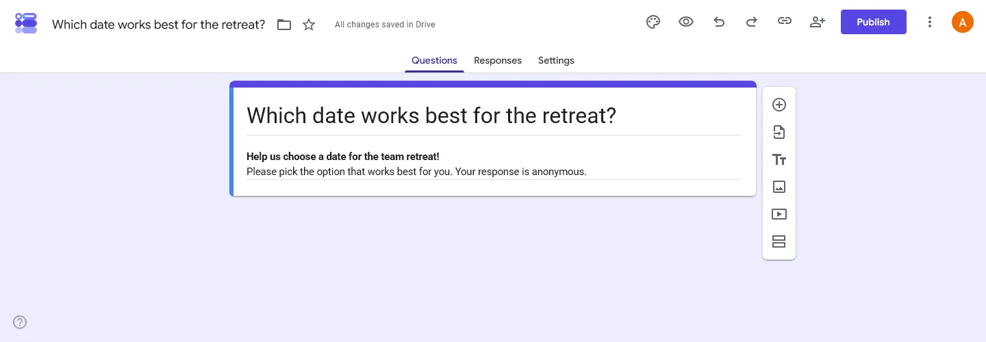 Make a poll on Google Forms - Step 1, Add title and description