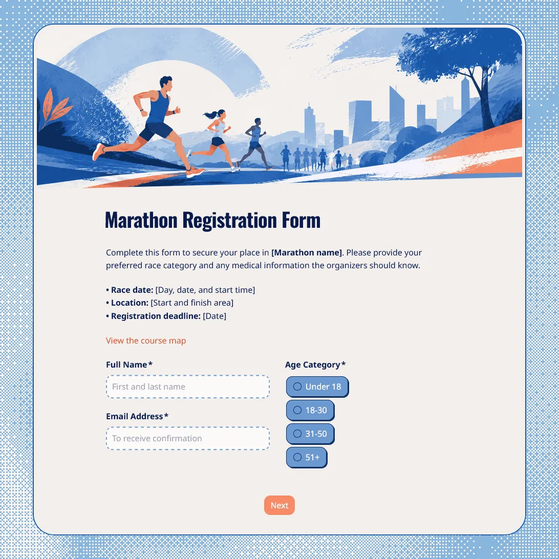 Marathon Registration Form Template