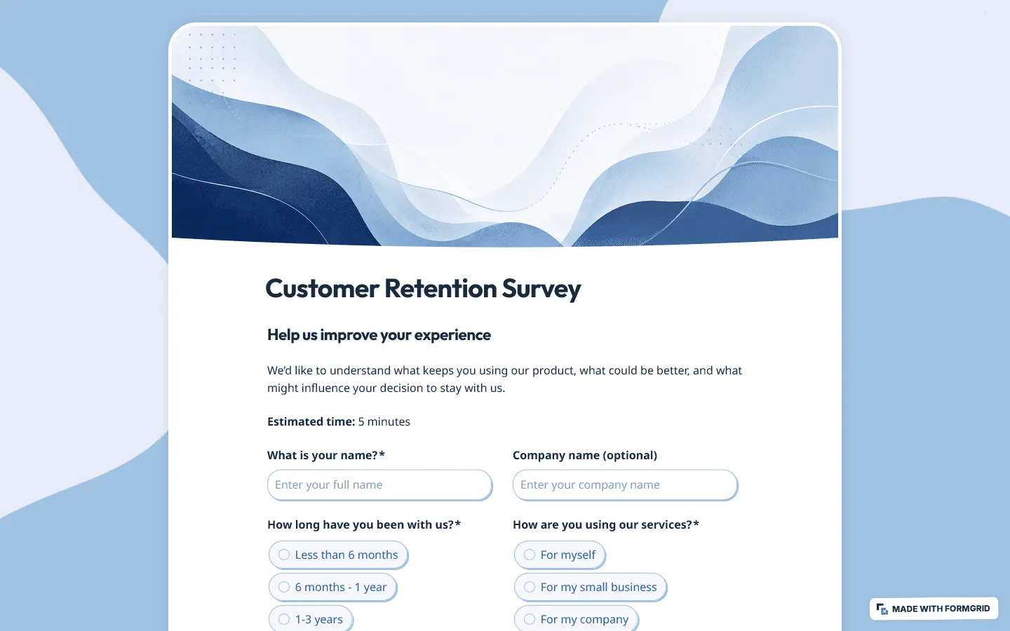 Survey to measure customer satisfaction