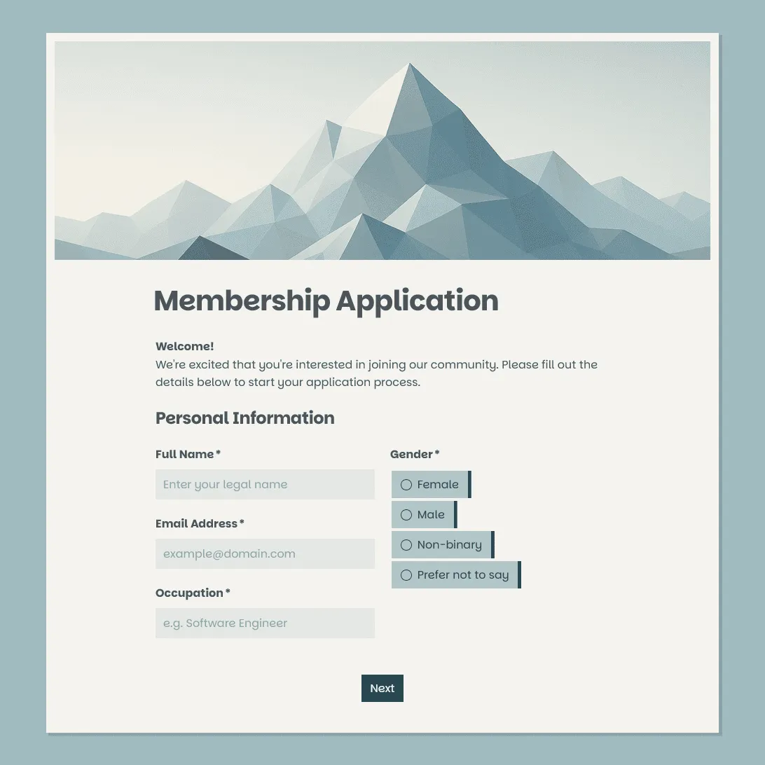 Membership Application Form Template