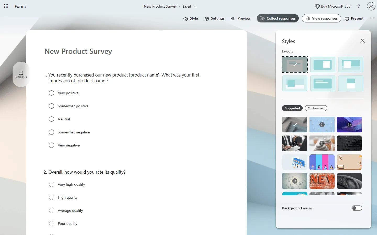 Microsoft Forms design vs Google Forms design