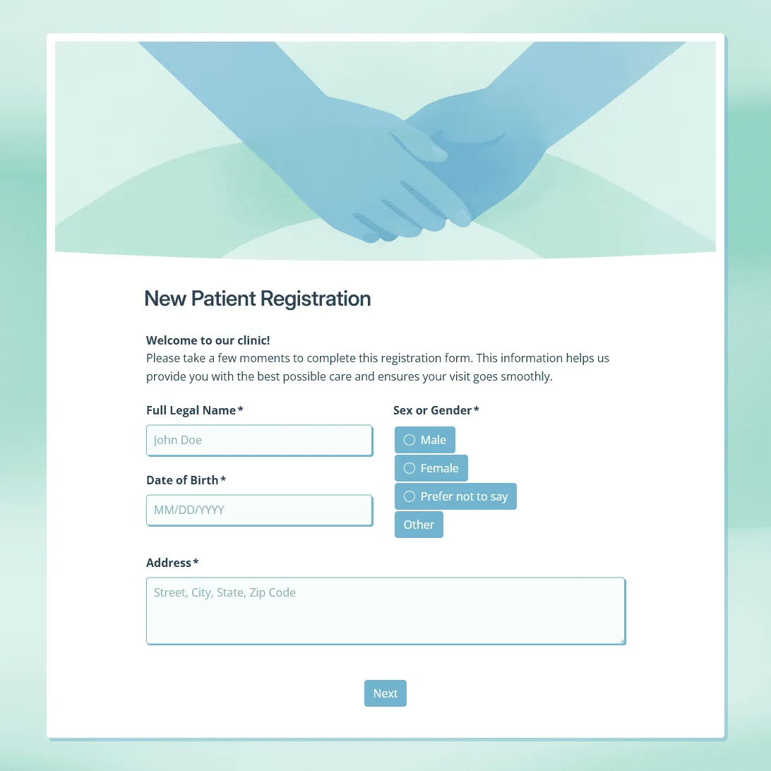 New Patient Registration Form Template