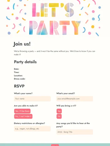 Party RSVP template 2