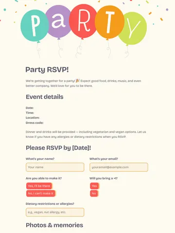 Party RSVP template 3