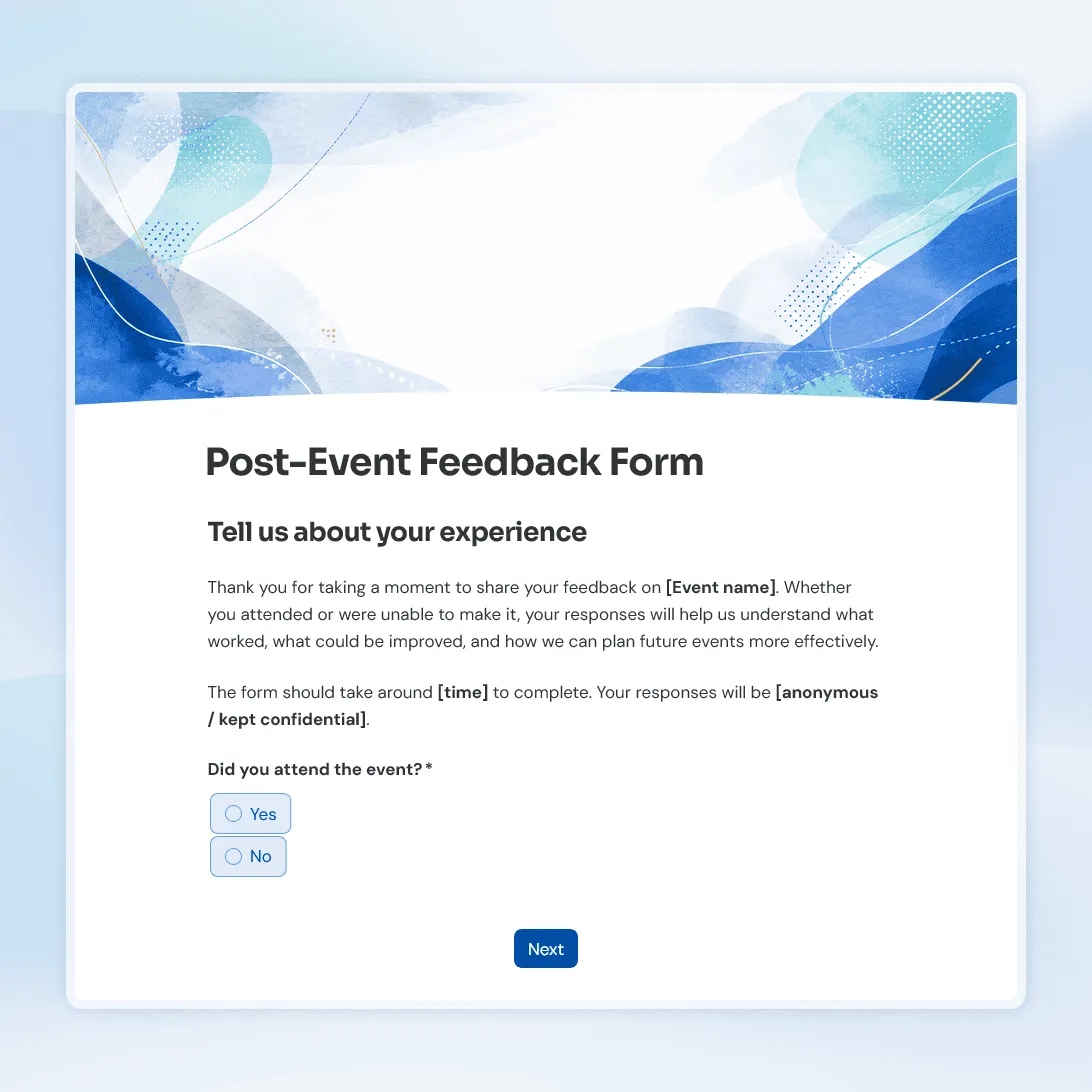 Post-Event Feedback Form Template