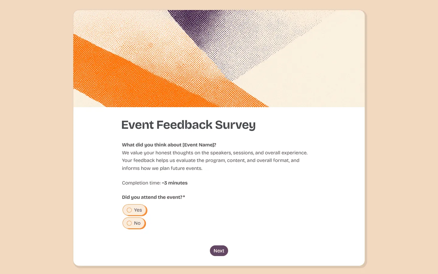 Post-event survey example