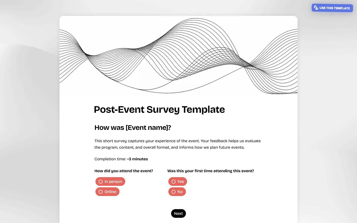 Post-event survey questions template