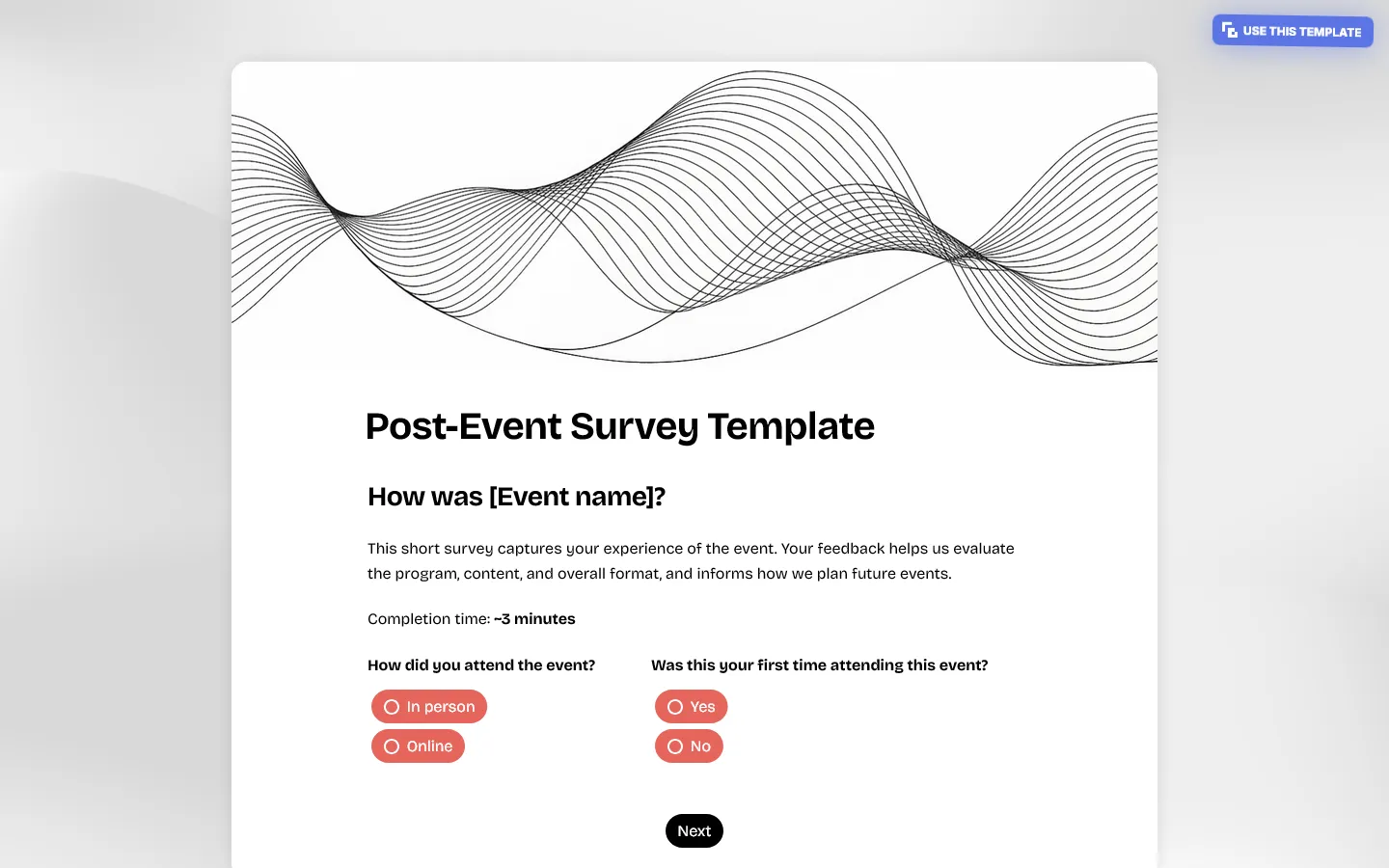 Post-event survey questions template