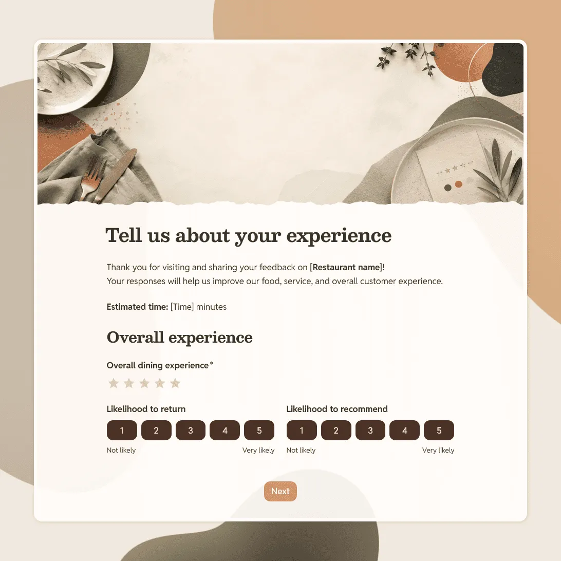 Restaurant Feedback Form Template