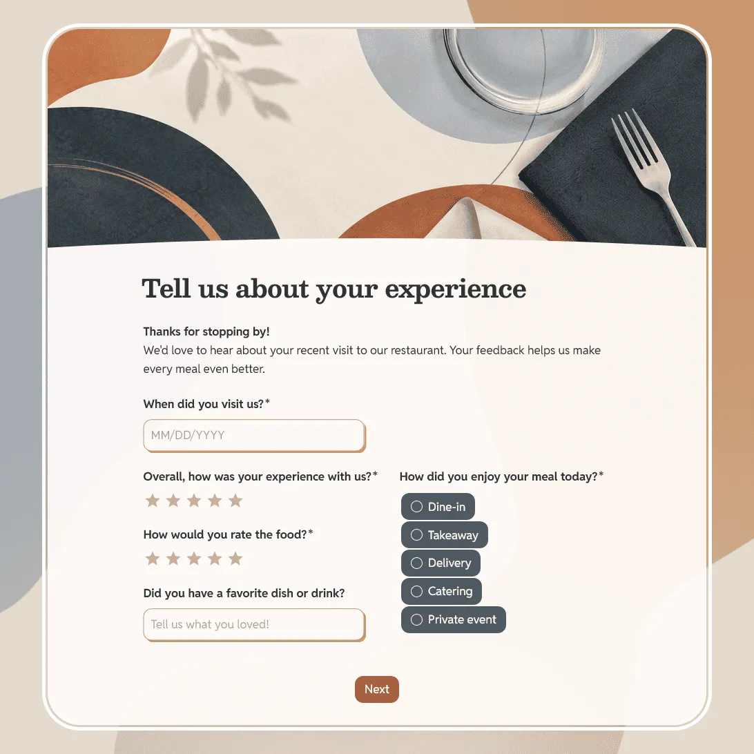 Restaurant Feedback Form Template