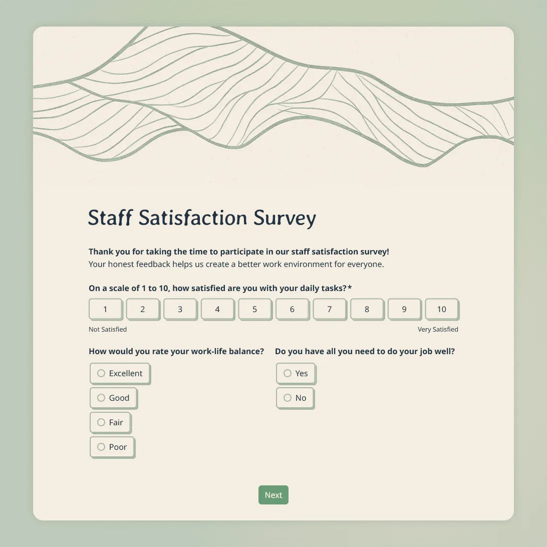 Staff Satisfaction Survey Template