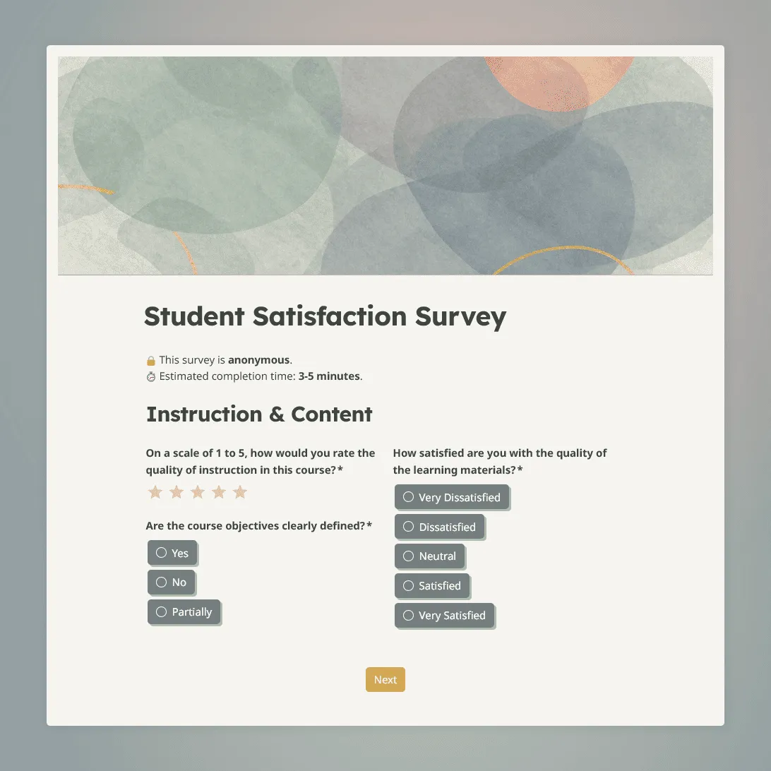 Student Satisfaction Survey Template