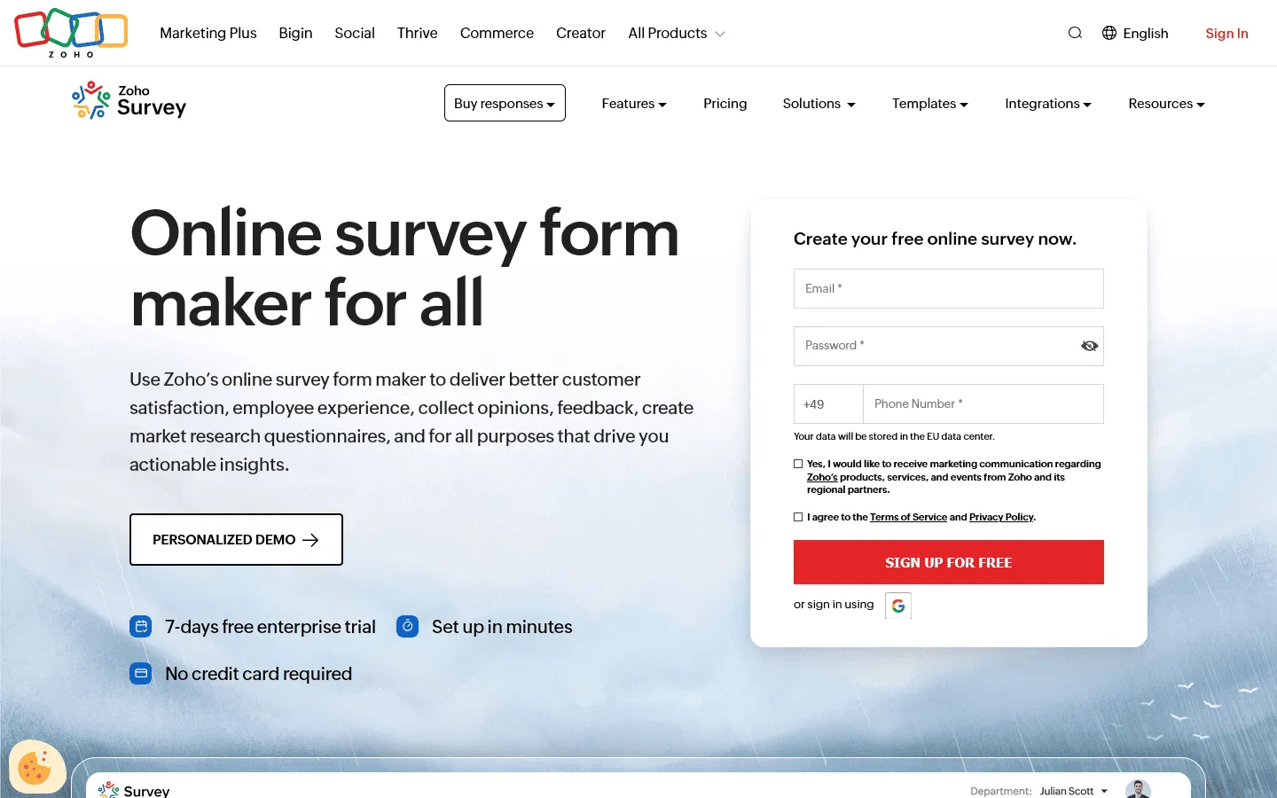 SurveyMonkey alternative Zoho Survey